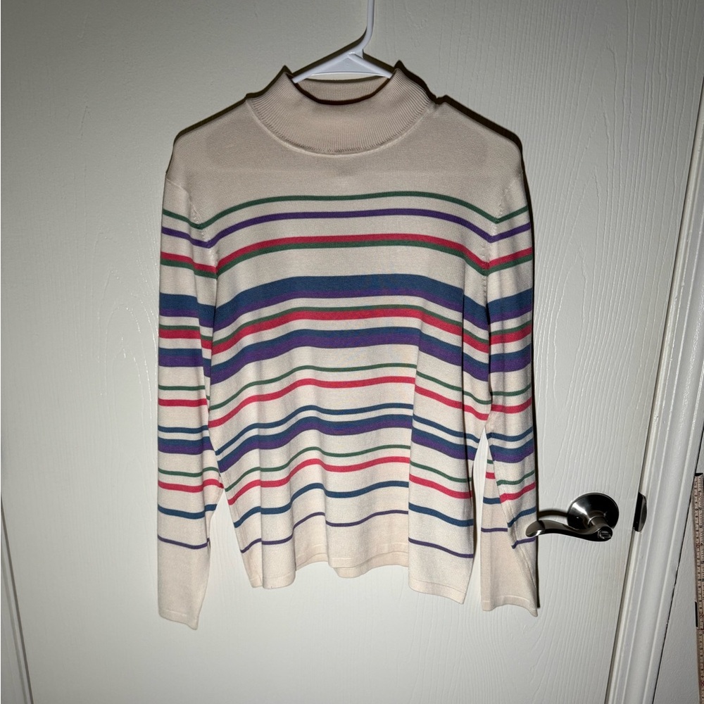 Pendleton Women’s Cream Striped Lightweight Silk … - image 1
